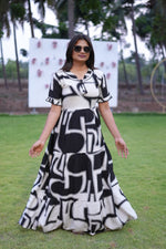Mangai 3 Layer Flared Frock Model Nighties Soft and Smooth Premium Quality Rayon Material , Fancy Frilled Sleeve, Side Pocket , Back tie Rope , Stylish Collection's for Trendy Women's (MRK)