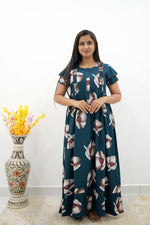 MANGAI Rayon Frock Nighties | Front Open Lengthy Zipper Comforts Feeding | Fancy Double Layered Sleeve's | Post & Pre Pregnancy's and Casual Wear | Side Pocket |Versatile Rayon Frock Night Gown's for Stylish Women's (RFF)