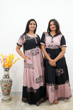 Mangai 3 Layer Flared Frock Model Nighties Soft and Smooth Premium Quality Rayon Material , Fancy Frilled Sleeve, Side Pocket , Back tie Rope , Stylish Collection's for Trendy Women's (MRK)