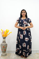 MANGAI Rayon Frock Nighties | Front Open Lengthy Zipper Comforts Feeding | Fancy Double Layered Sleeve's | Post & Pre Pregnancy's and Casual Wear | Side Pocket |Versatile Rayon Frock Night Gown's for Stylish Women's (RFF)
