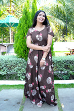 Stylish Alpine 3 Layer Frock Model Nighties| Fancy Sleeves & Neck Pattern| Side Pocket with Back Tie Rope | Perfect Nightwear Trendy Women's (AFK)