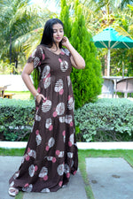 Stylish Alpine 3 Layer Frock Model Nighties| Fancy Sleeves & Neck Pattern| Side Pocket with Back Tie Rope | Perfect Nightwear Trendy Women's (AFK)