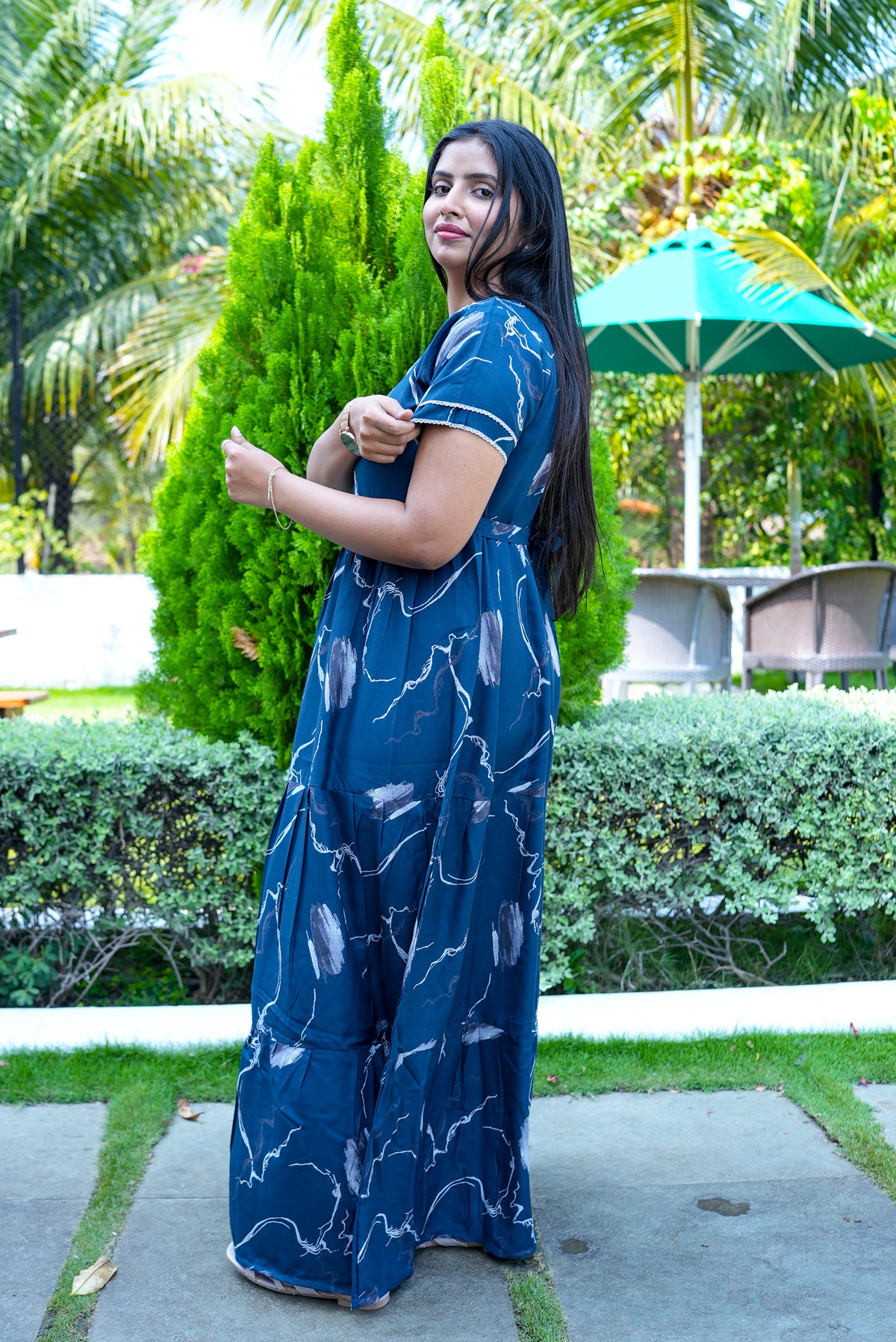 Stylish Alpine 3 Layer Frock Model Nighties| Fancy Sleeves & Neck Pattern| Side Pocket with Back Tie Rope | Perfect Nightwear Trendy Women's (AFK)