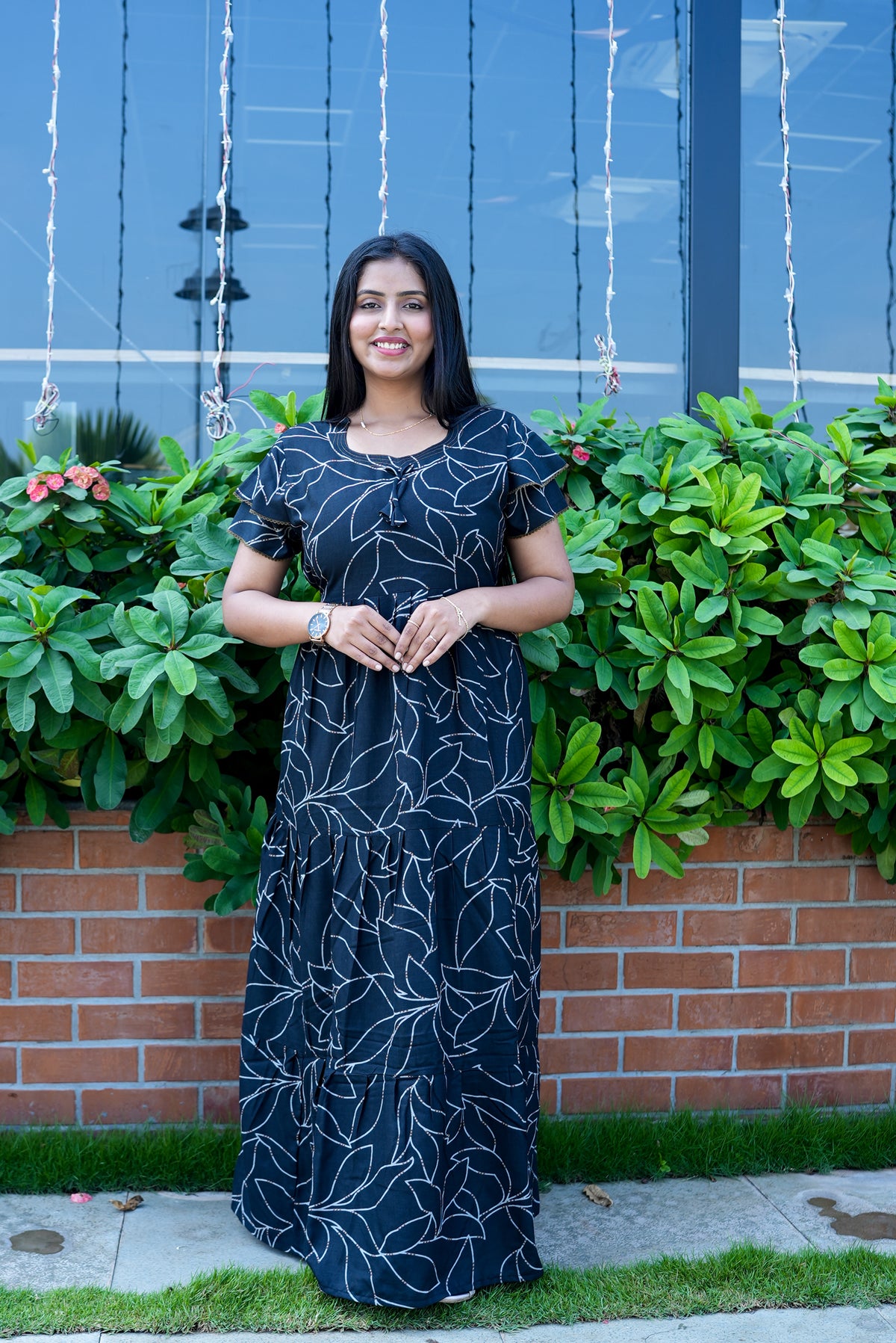 Stylish Alpine 3 Layer Frock Model Nighties| Fancy Sleeves & Neck Pattern| Side Pocket with Back Tie Rope | Perfect Nightwear Trendy Women's (AFK)