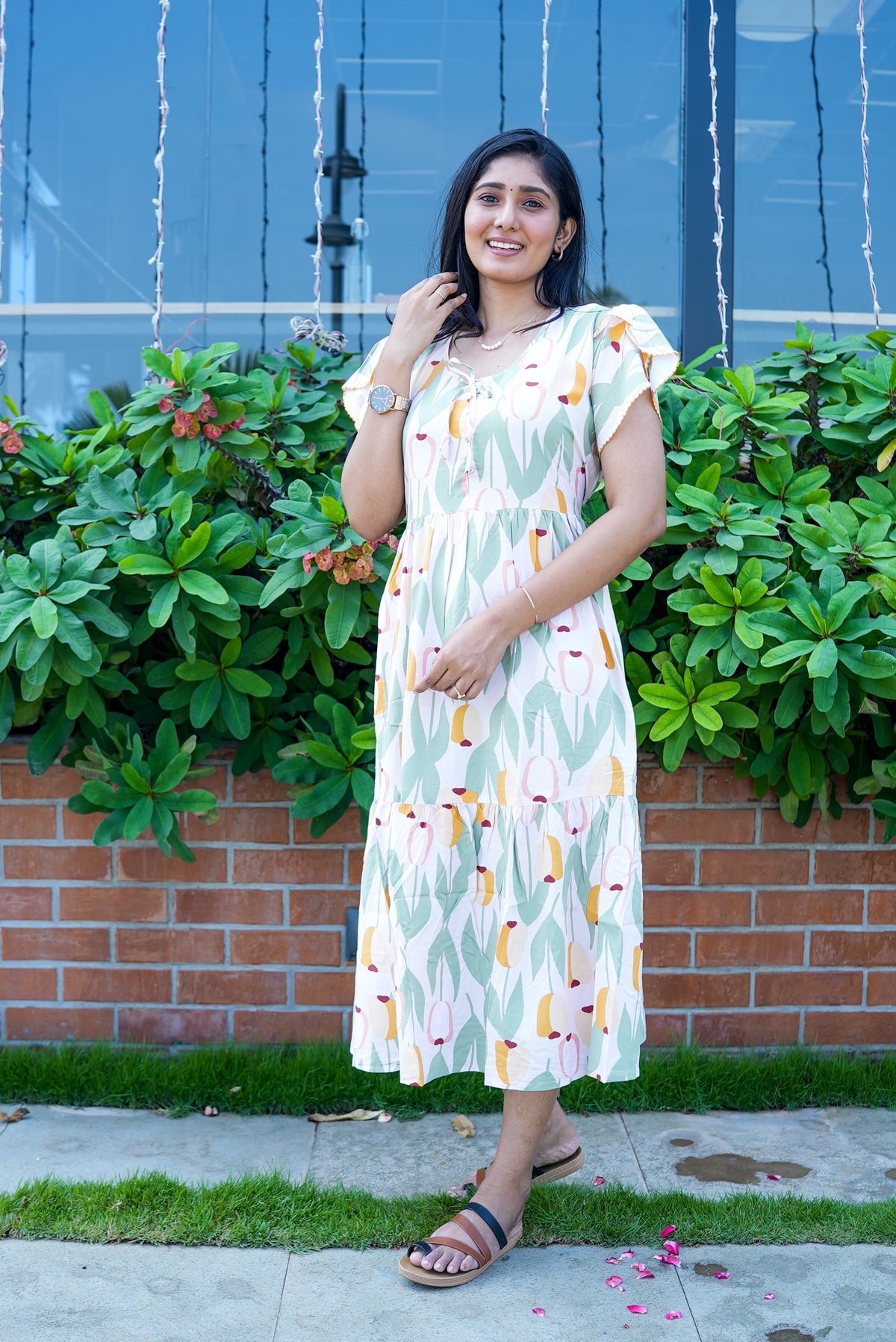 Imported Rayon MAXI FROCK Model Nighties | Fancy Petal Sleeve | Fancy Neck & Side Pocket | Pleated Frock MAXI Style | Trendy Collection's for Stylish Women & Teenage Girl (IRM)