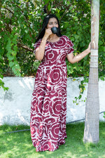 Stylish Alpine 3 Layer Frock Model Nighties| Fancy Sleeves & Neck Pattern| Side Pocket with Back Tie Rope | Perfect Nightwear Trendy Women's (AFK)