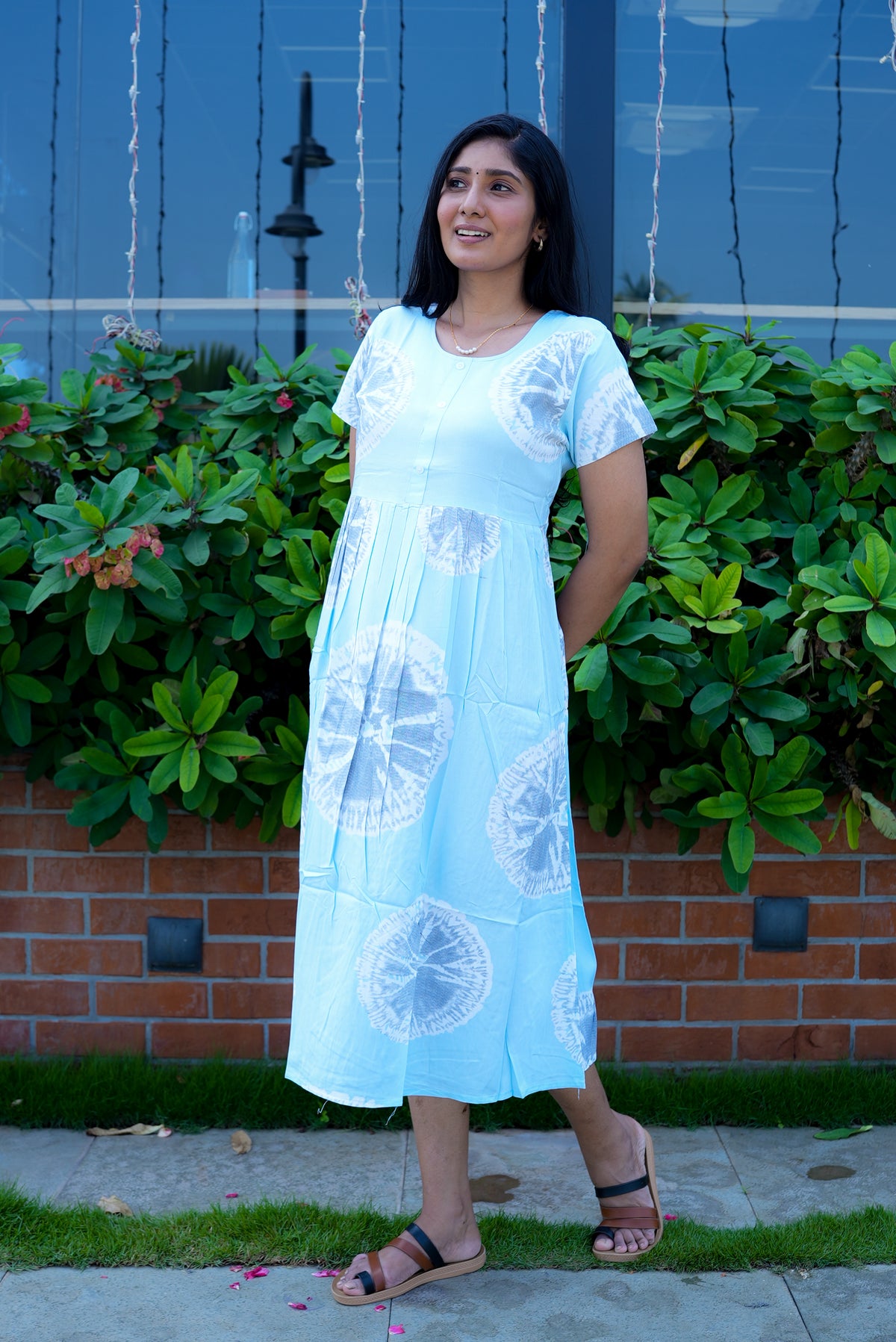 Rayon MAXI FROCK Model Nighties | Round Neck & Side Pocket | Pleated Frock MAXI Style | Trendy Collection's for Stylish Women & Teenage Girl (FRH)