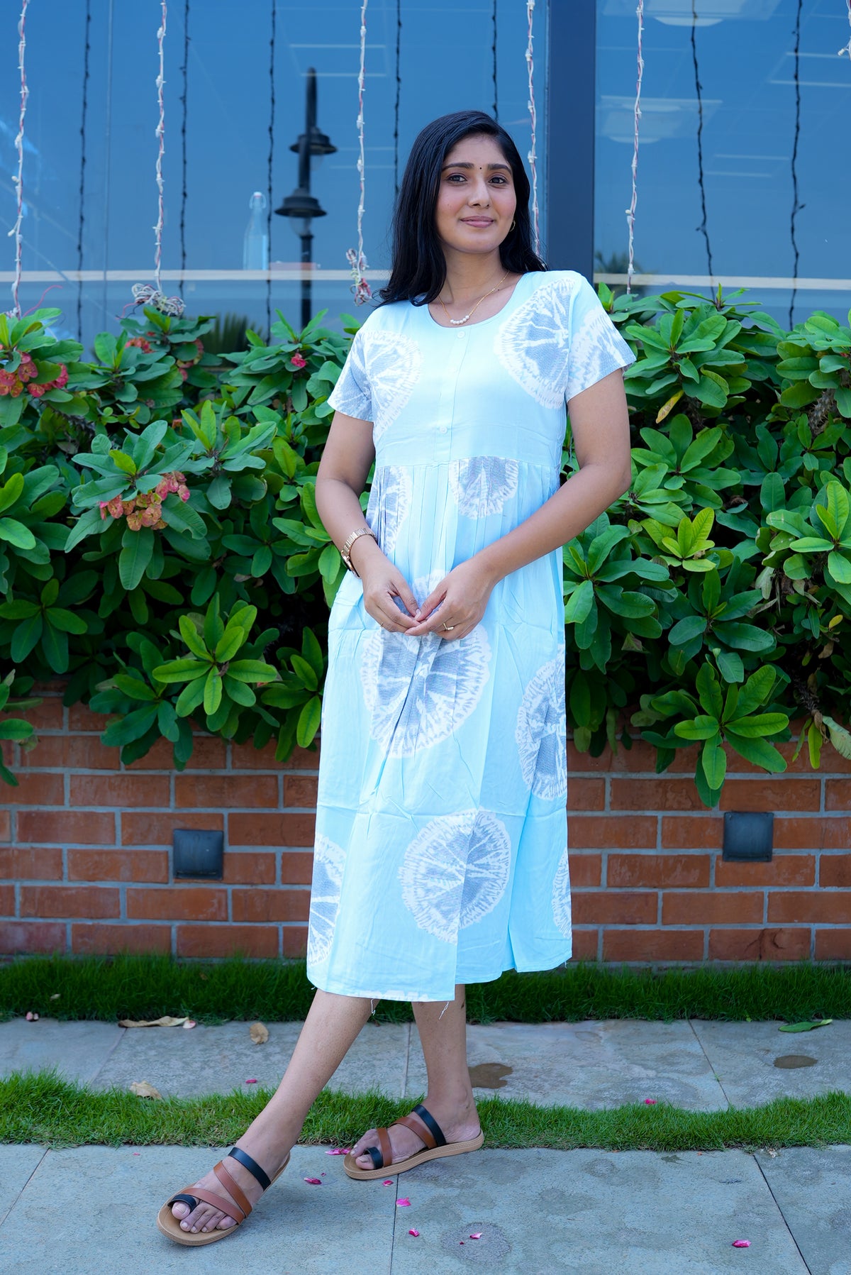 Rayon MAXI FROCK Model Nighties | Round Neck & Side Pocket | Pleated Frock MAXI Style | Trendy Collection's for Stylish Women & Teenage Girl (FRH)