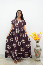 MANGAI Rayon Frock Nighties | Front Open Lengthy Zipper Comforts Feeding | Fancy Double Layered Sleeve's | Post & Pre Pregnancy's and Casual Wear | Side Pocket |Versatile Rayon Frock Night Gown's for Stylish Women's (RFF)