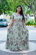 Stylish Alpine 3 Layer Frock Model Nighties| Fancy Sleeves & Neck Pattern| Side Pocket with Back Tie Rope | Perfect Nightwear Trendy Women's (AFK)