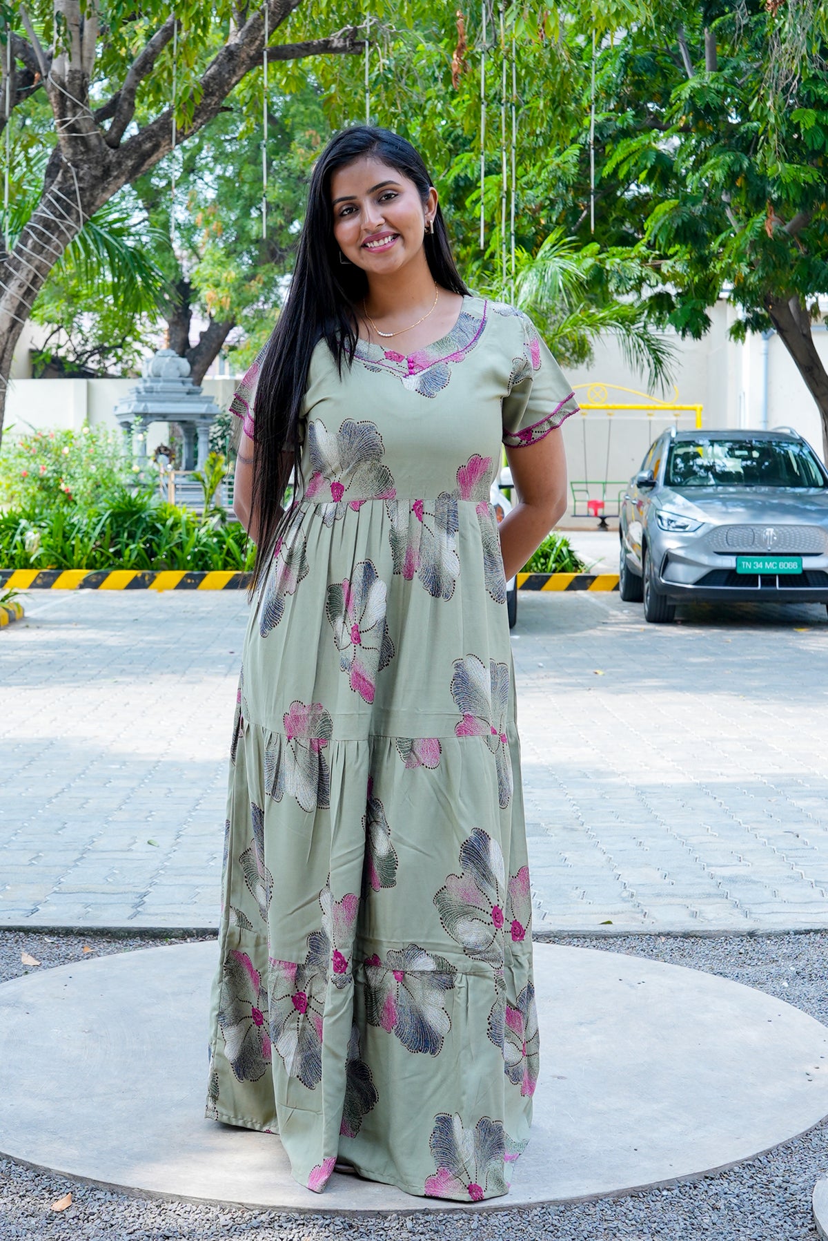 Stylish Alpine 3 Layer Frock Model Nighties| Fancy Sleeves & Neck Pattern| Side Pocket with Back Tie Rope | Perfect Nightwear Trendy Women's (AFK)