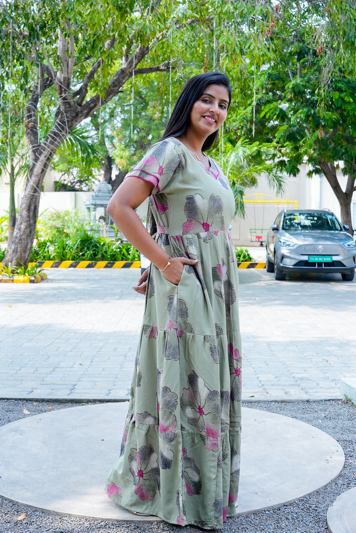 Stylish Alpine 3 Layer Frock Model Nighties| Fancy Sleeves & Neck Pattern| Side Pocket with Back Tie Rope | Perfect Nightwear Trendy Women's (AFK)