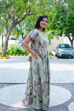 Stylish Alpine 3 Layer Frock Model Nighties| Fancy Sleeves & Neck Pattern| Side Pocket with Back Tie Rope | Perfect Nightwear Trendy Women's (AFK)