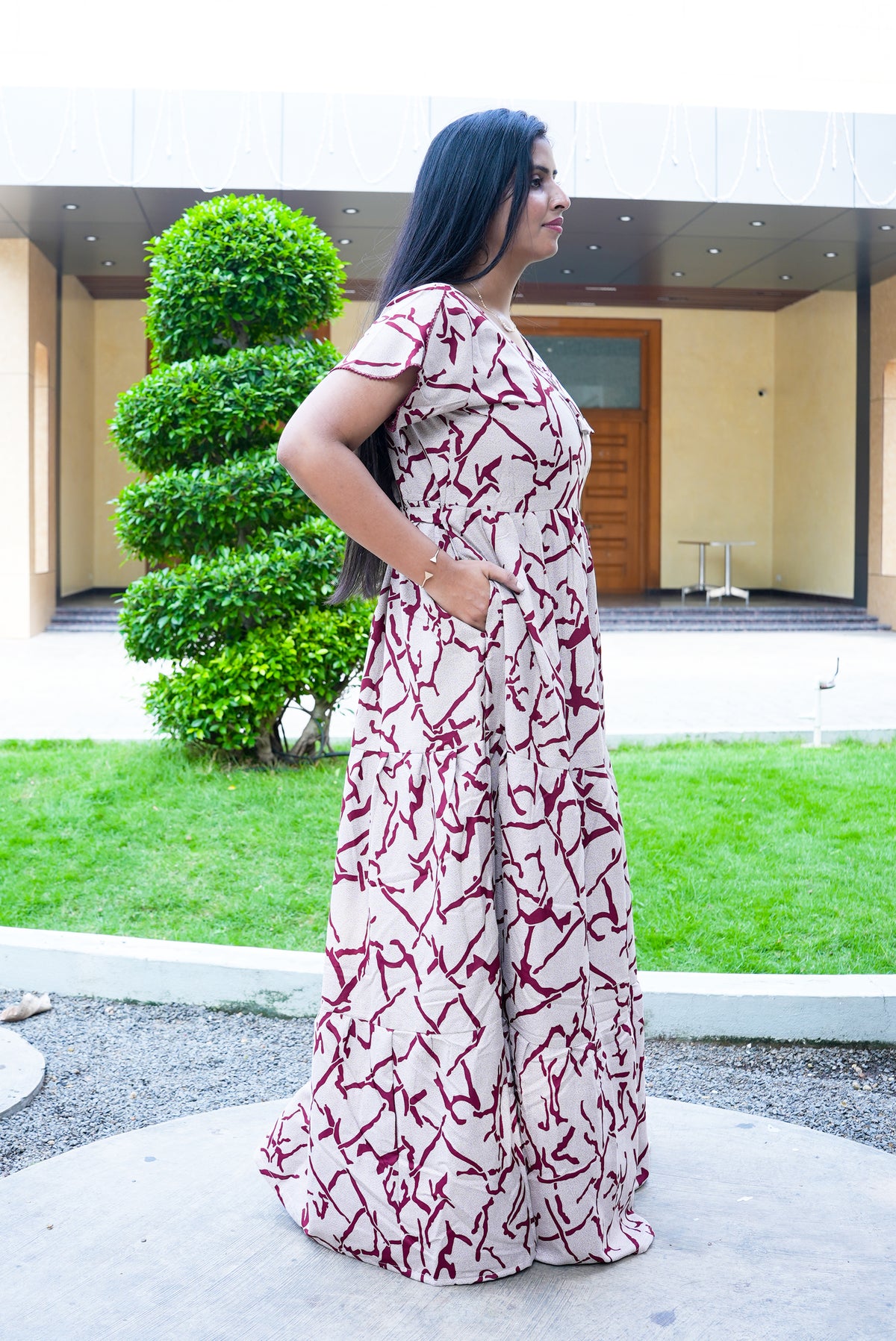 Stylish Alpine 3 Layer Frock Model Nighties| Fancy Sleeves & Neck Pattern| Side Pocket with Back Tie Rope | Perfect Nightwear Trendy Women's (AFK)