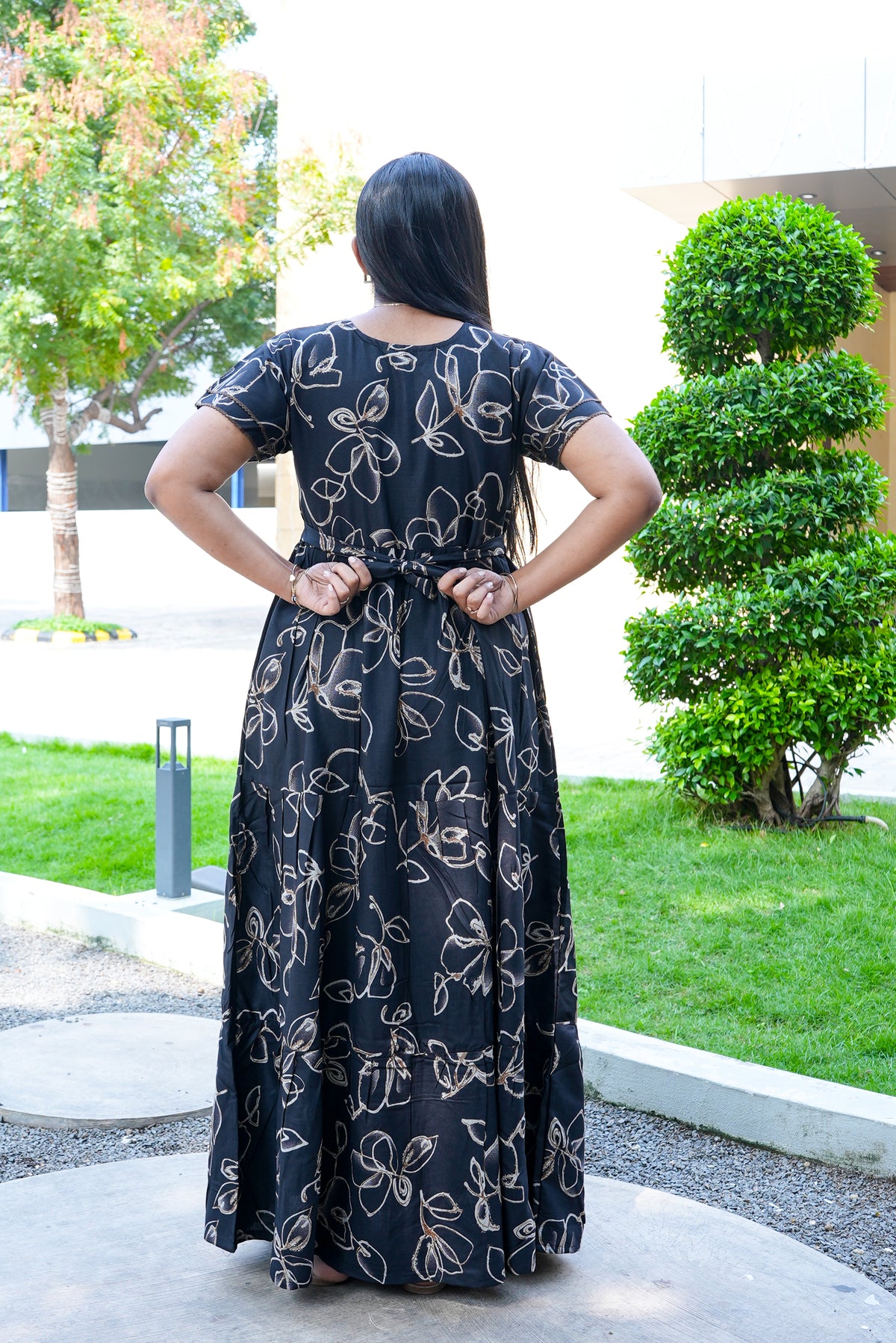 Stylish Alpine 3 Layer Frock Model Nighties| Fancy Sleeves & Neck Pattern| Side Pocket with Back Tie Rope | Perfect Nightwear Trendy Women's (AFK)