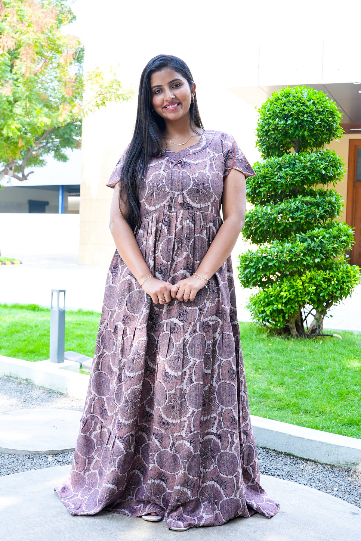 Stylish Alpine 3 Layer Frock Model Nighties| Fancy Sleeves & Neck Pattern| Side Pocket with Back Tie Rope | Perfect Nightwear Trendy Women's (AFK)