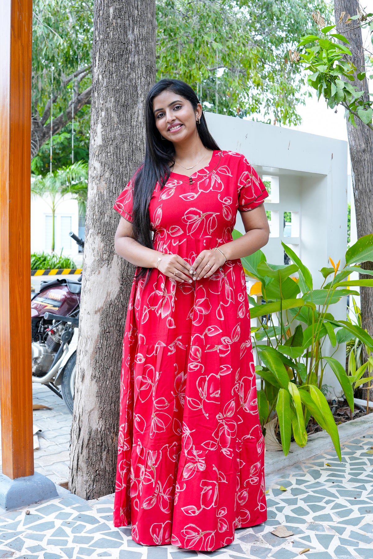 Stylish Alpine 3 Layer Frock Model Nighties| Fancy Sleeves & Neck Pattern| Side Pocket with Back Tie Rope | Perfect Nightwear Trendy Women's (AFK)