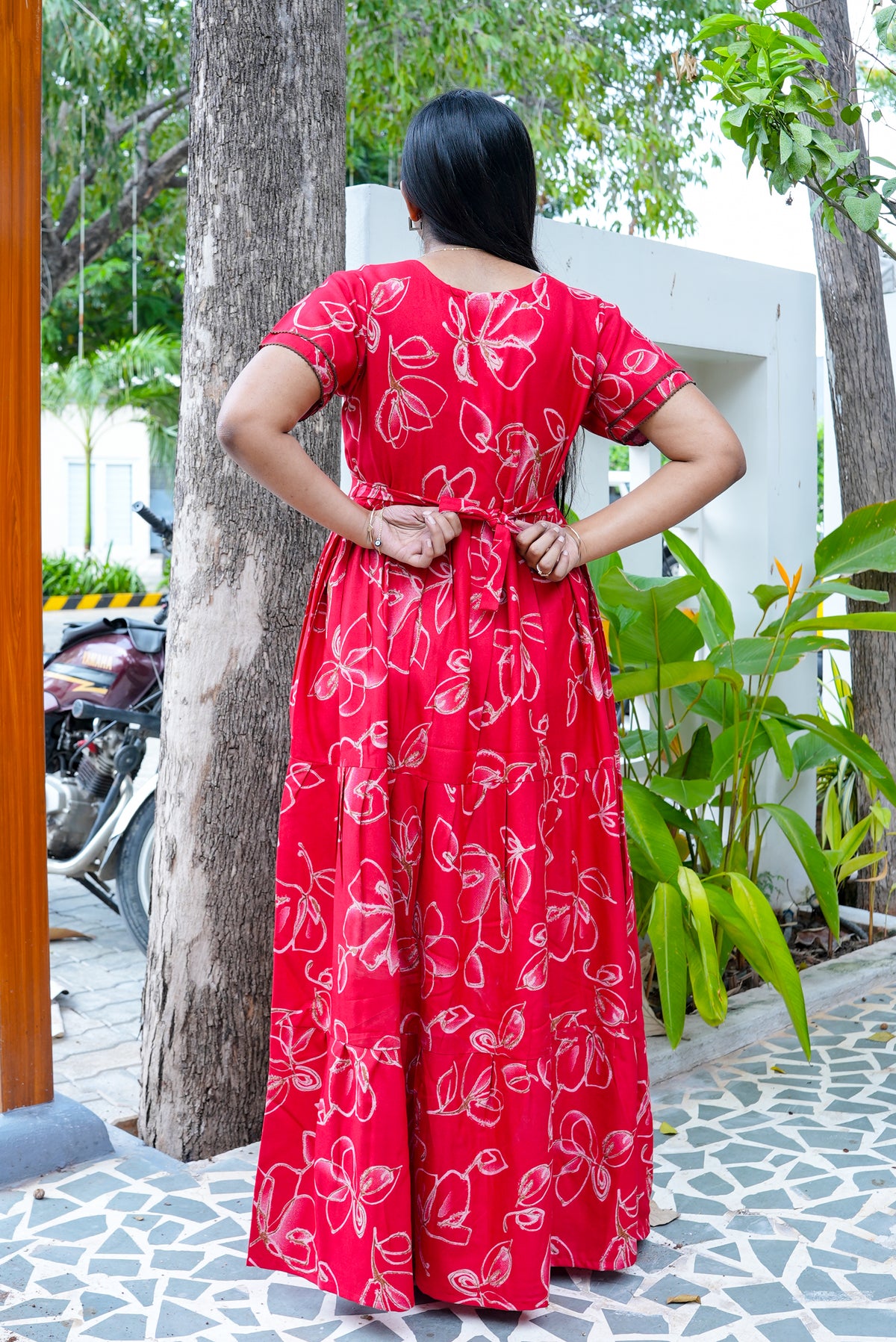 Stylish Alpine 3 Layer Frock Model Nighties| Fancy Sleeves & Neck Pattern| Side Pocket with Back Tie Rope | Perfect Nightwear Trendy Women's (AFK)