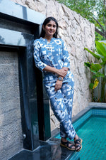 New MANGAI Stylish Rayon Cord Set Night Suits for all Stylish Women's | Long Sleeve with Size Pocket Beautiful all Over Printed Elastic Waist Top & Bottom Cord Set your Perfect Nightwear Companion (MRNS)