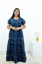 Stylish Alpine 3 Layer Frock Model Nighties| Fancy Sleeves & Neck Pattern| Side Pocket with Back Tie Rope | Perfect Nightwear Trendy Women's (AFK)