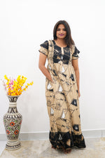 MANGAI Rayon Frock Nighties | Front Open Lengthy Zipper Comforts Feeding | Fancy Double Layered Sleeve's | Post & Pre Pregnancy's and Casual Wear | Side Pocket |Versatile Rayon Frock Night Gown's for Stylish Women's (RFF)
