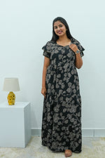 Stylish Alpine 3 Layer Frock Model Nighties| Fancy Sleeves & Neck Pattern| Side Pocket with Back Tie Rope | Perfect Nightwear Trendy Women's (AFK)