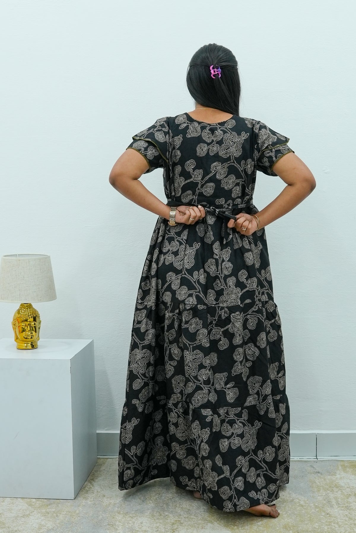 Stylish Alpine 3 Layer Frock Model Nighties| Fancy Sleeves & Neck Pattern| Side Pocket with Back Tie Rope | Perfect Nightwear Trendy Women's (AFK)