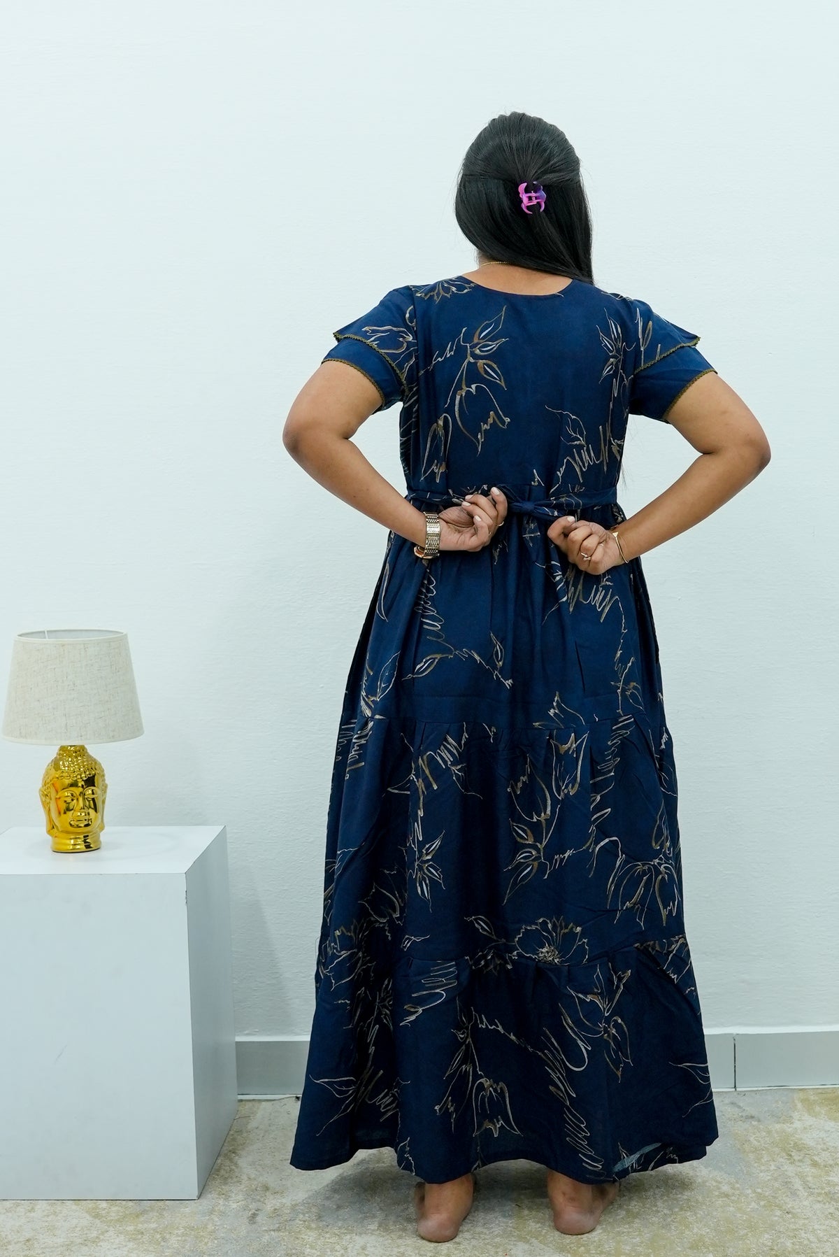 Stylish Alpine 3 Layer Frock Model Nighties| Fancy Sleeves & Neck Pattern| Side Pocket with Back Tie Rope | Perfect Nightwear Trendy Women's (AFK)