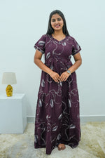 Stylish Alpine 3 Layer Frock Model Nighties| Fancy Sleeves & Neck Pattern| Side Pocket with Back Tie Rope | Perfect Nightwear Trendy Women's (AFK)