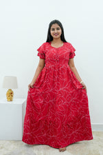 Stylish Alpine 3 Layer Frock Model Nighties| Fancy Sleeves & Neck Pattern| Side Pocket with Back Tie Rope | Perfect Nightwear Trendy Women's (AFK)