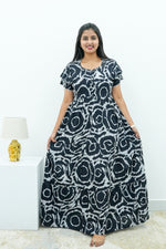 Stylish Alpine 3 Layer Frock Model Nighties| Fancy Sleeves & Neck Pattern| Side Pocket with Back Tie Rope | Perfect Nightwear Trendy Women's (AFK)