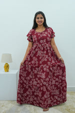 Stylish Alpine 3 Layer Frock Model Nighties| Fancy Sleeves & Neck Pattern| Side Pocket with Back Tie Rope | Perfect Nightwear Trendy Women's (AFK)