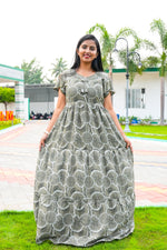 Stylish Alpine 3 Layer Frock Model Nighties| Fancy Sleeves & Neck Pattern| Side Pocket with Back Tie Rope | Perfect Nightwear Trendy Women's (AFK)