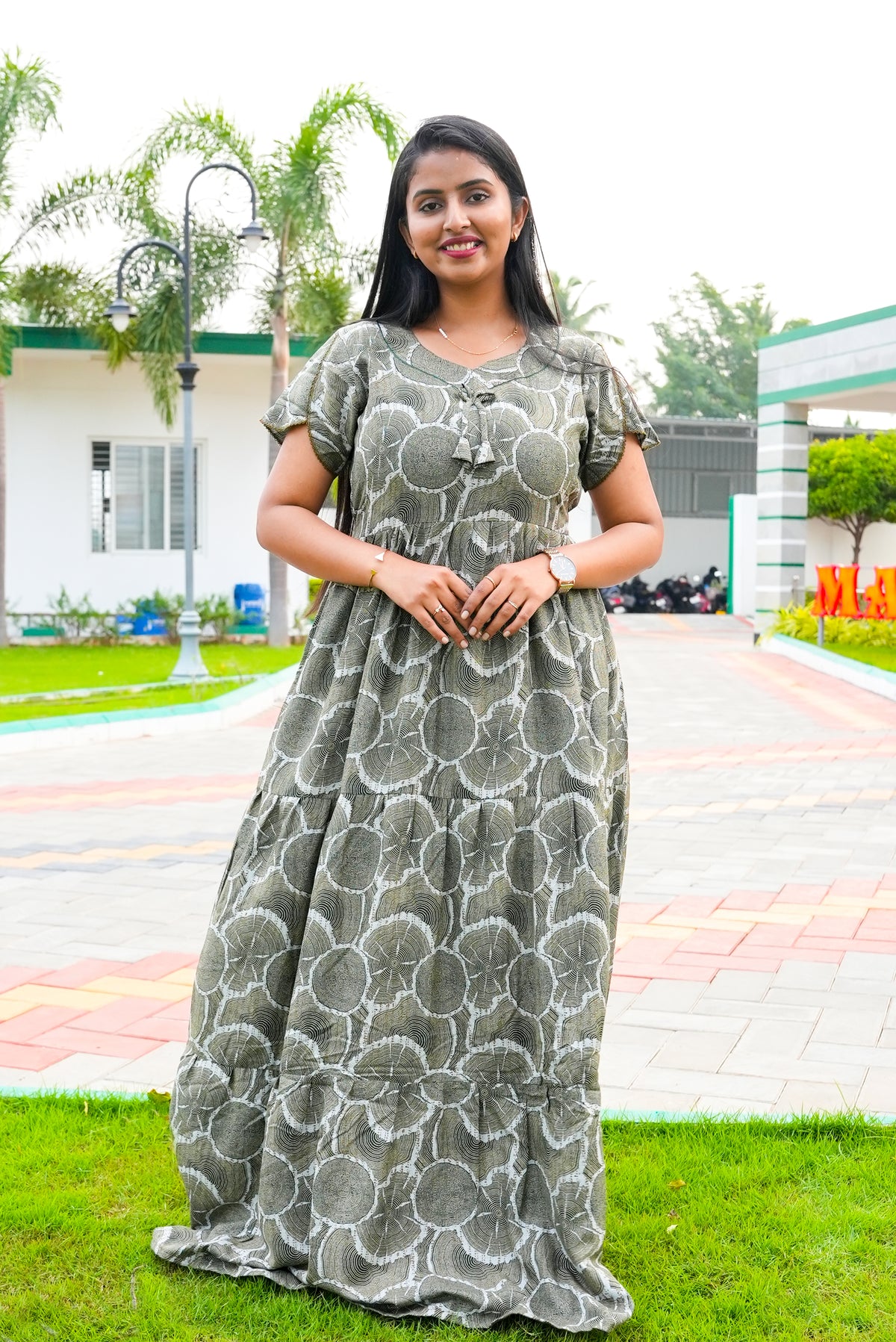 Stylish Alpine 3 Layer Frock Model Nighties| Fancy Sleeves & Neck Pattern| Side Pocket with Back Tie Rope | Perfect Nightwear Trendy Women's (AFK)