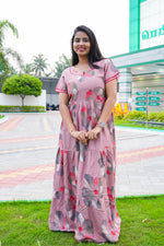 Stylish Alpine 3 Layer Frock Model Nighties| Fancy Sleeves & Neck Pattern| Side Pocket with Back Tie Rope | Perfect Nightwear Trendy Women's (AFK)