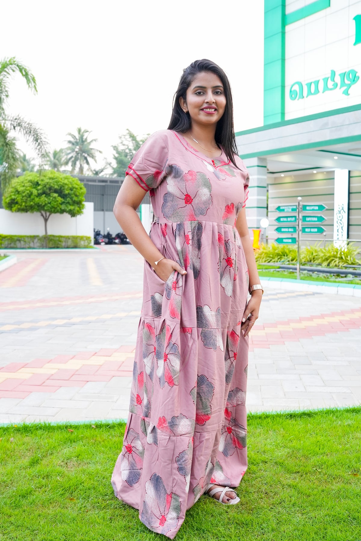 Stylish Alpine 3 Layer Frock Model Nighties| Fancy Sleeves & Neck Pattern| Side Pocket with Back Tie Rope | Perfect Nightwear Trendy Women's (AFK)