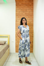 Rayon MAXI FROCK Model Nighties | Fancy Petal Sleeve | Fancy Neck & Side Pocket | Pleated Frock MAXI Style | Trendy Collection's for Stylish Women & Teenage Girl (FSF)