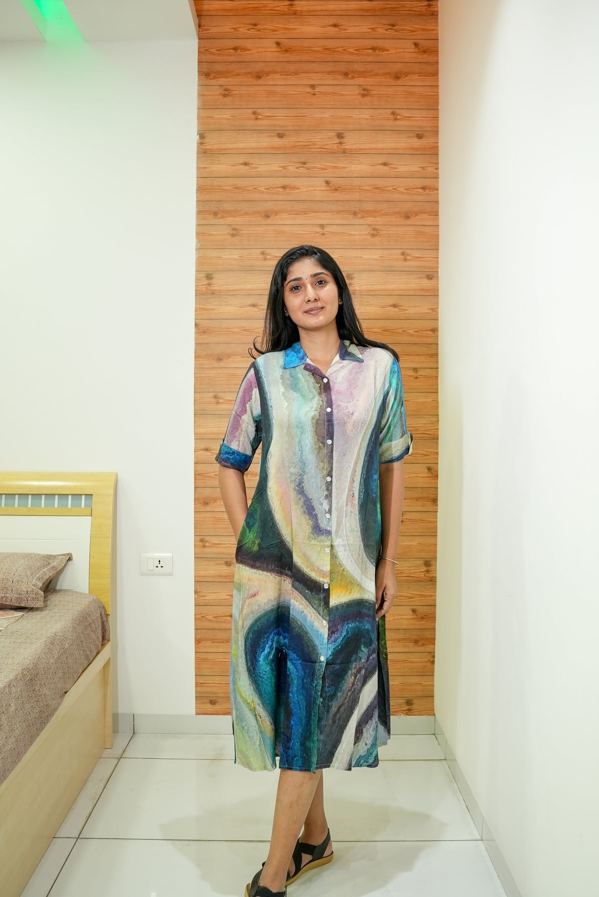 MANGAI Premium Rayon Collar MAXI Nighty for Women | Long Sleeve Stylish Nightwear for Women and Teenager | Perfect Stylish Nightwear (MCM)