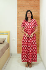 MANGAI Daily Wear Casual Comfort Fit Cotton Printed Nighties | Front open Zipper Model| Slit Open & Neck Collar Comfort Fit Daily Wear Nighties (DRN)