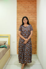 MANGAI Daily Wear Casual Comfort Fit Cotton Printed Nighties | Zipper Model with Slit Open | New Arrival's your Perfect Nightwear Companion (DRN)