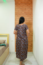 MANGAI Daily Wear Casual Comfort Fit Cotton Printed Nighties | Zipper Model with Slit Open | New Arrival's your Perfect Nightwear Companion (DRN)