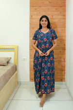 MANGAI Daily Wear Casual Comfort Fit Cotton Printed Nighties | Zipless Model| Slit Open Comfort Fit Daily Wear Nighties (DRN)