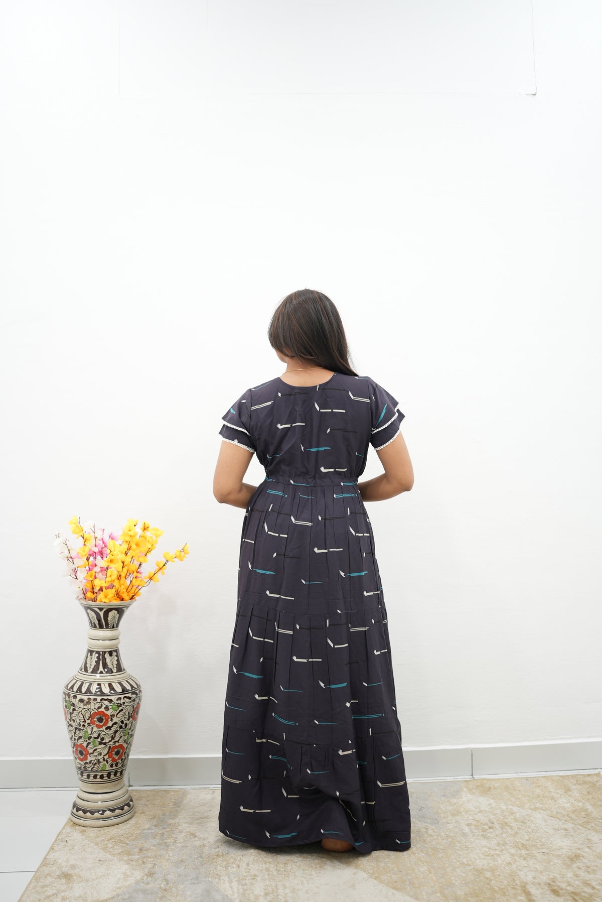 Stylish Arrivals Rayon Gathering Frock Model Night Gown's | Front Adjustable Gathering Style Rope | Double Layer Sleeve | Trending Collection's for Stylish Women's (FKG)