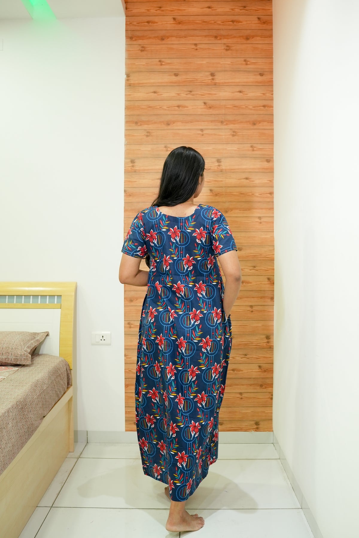 MANGAI Daily Wear Casual Comfort Fit Cotton Printed Nighties | Zipless Model| Slit Open Comfort Fit Daily Wear Nighties (DRN)