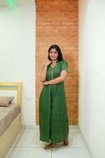 MANGAI Daily Wear Casual Comfort Fit Cotton Printed Nighties | Front open Zipper Model| Slit Open & Neck Collar Comfort Fit Daily Wear Nighties (DRN)