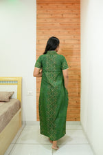 MANGAI Daily Wear Casual Comfort Fit Cotton Printed Nighties | Front open Zipper Model| Slit Open & Neck Collar Comfort Fit Daily Wear Nighties (DRN)