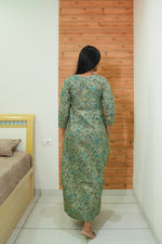 MANGAI Premium Cotton Printed Regular Comfort Long Sleeve Model Size Nighties - Fancy Neck | With Side Pocket |Shrinkage Free Nighties | Trendy Collection's for Stylish Women's (TFS)