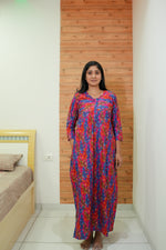 MANGAI Premium Cotton Printed Regular Comfort Long Sleeve Model Size Nighties - Fancy Neck | With Side Pocket |Shrinkage Free Nighties | Trendy Collection's for Stylish Women's (TFS)