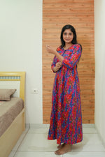 MANGAI Premium Cotton Printed Regular Comfort Long Sleeve Model Size Nighties - Fancy Neck | With Side Pocket |Shrinkage Free Nighties | Trendy Collection's for Stylish Women's (TFS)