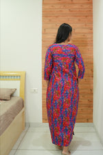 MANGAI Premium Cotton Printed Regular Comfort Long Sleeve Model Size Nighties - Fancy Neck | With Side Pocket |Shrinkage Free Nighties | Trendy Collection's for Stylish Women's (TFS)